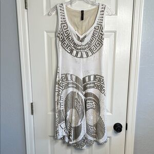 Elana Kattan white cream midi sleeveless dress medium
